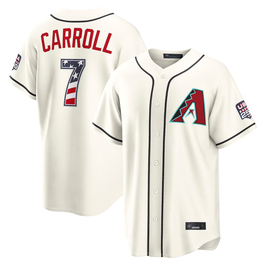 Arizona Diamondbacks #7 Corbin Carroll Player Cream CONTON USA 250 Fourth of July Home Game Stitched Jerseys