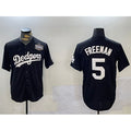 Los Angeles Dodgers #5 Freddie Freeman Black CONTON 2024 World Series Cool Base Stitched Jersey 2