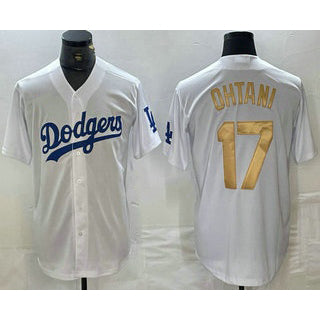 Los Angeles Dodgers #17 Shohei Ohtani White Gold CONTON Stitched Cool Base Jerseys