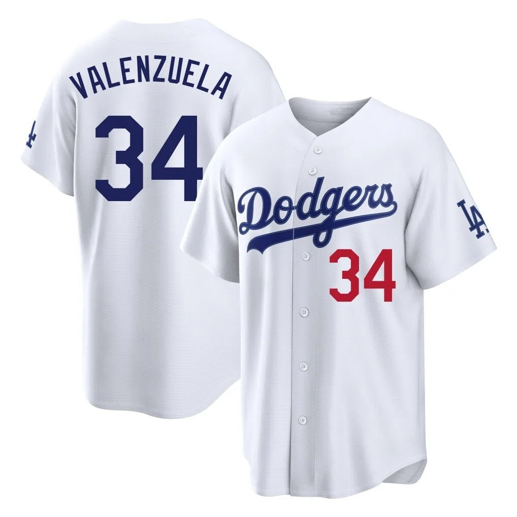 Los Angeles Dodgers #34 Fernando Valenzuela Player White CONTON Home Game Stitched Jerseys