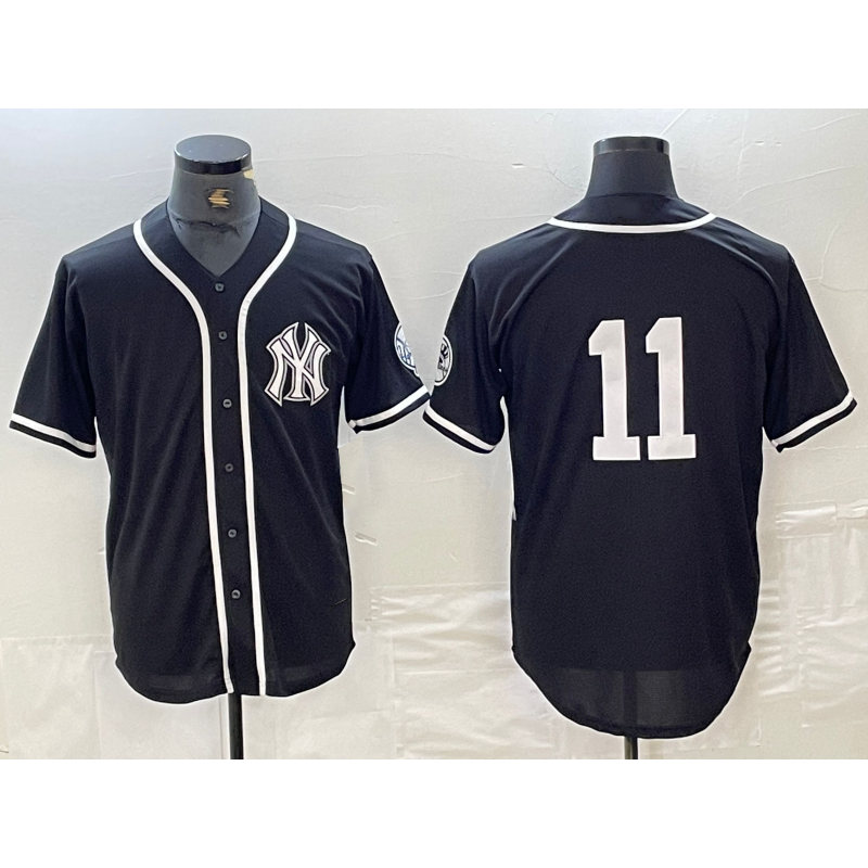 New York Yankees #11 Anthony Volpe No Name Black White CONTON Cool Base Stitched Jersey