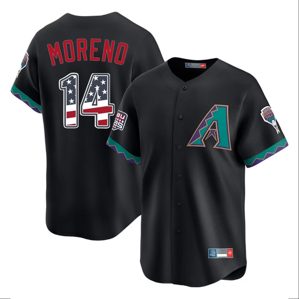 Arizona Diamondbacks #14 Gabriel Moreno Player Black CONTON USA 250 Fourth of July Home Game Stitched Jerseys