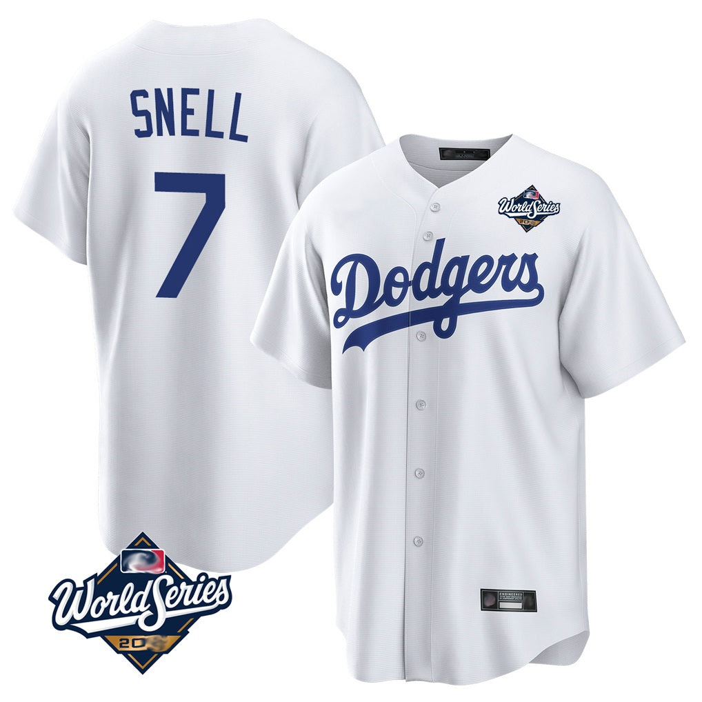 Los Angeles Dodgers #7 Blake Snell Player White CONTON Game World Series Stitched Jerseys