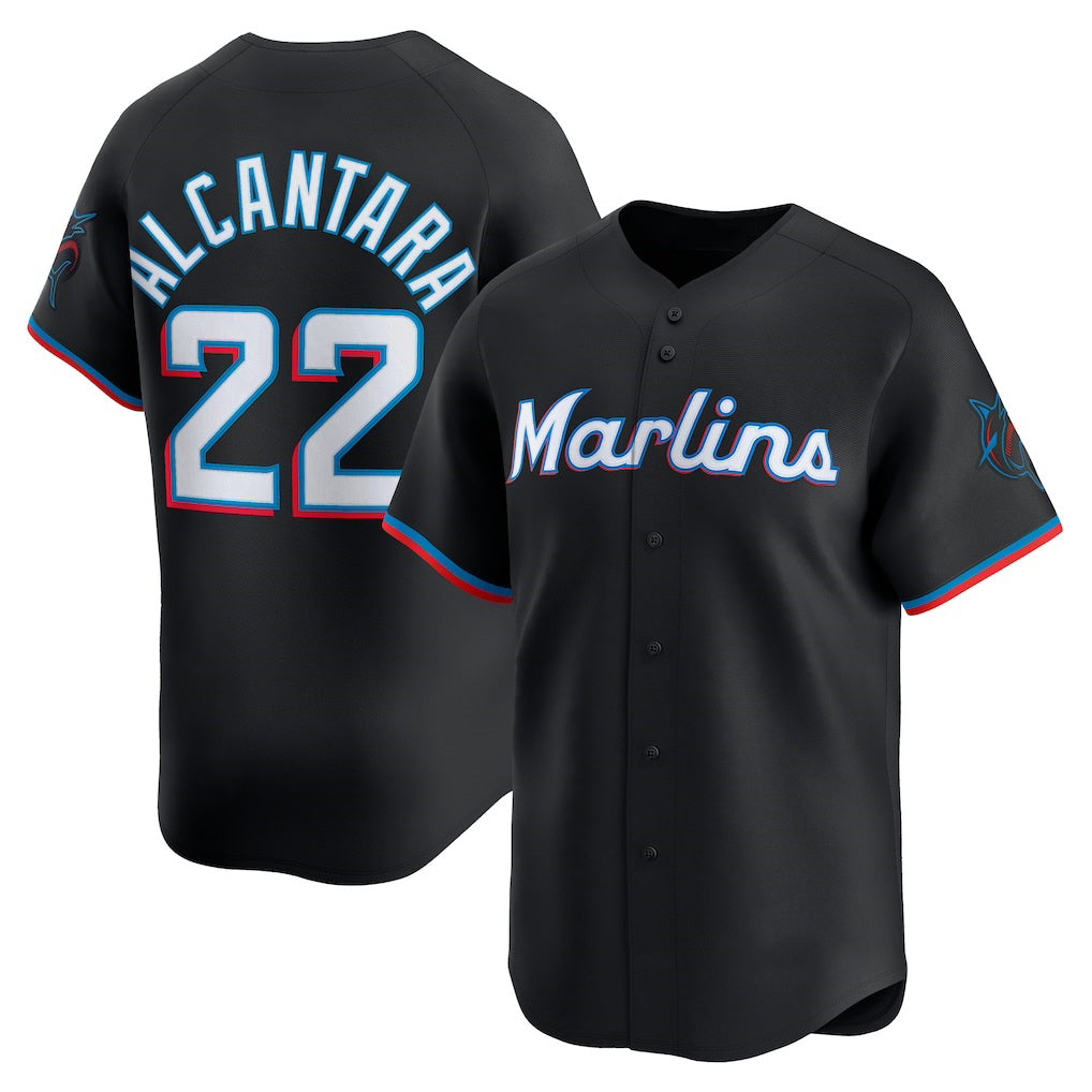 Miami Marlins #22 Sandy Alcantara Black CONTON Alternate Limited Player Jersey