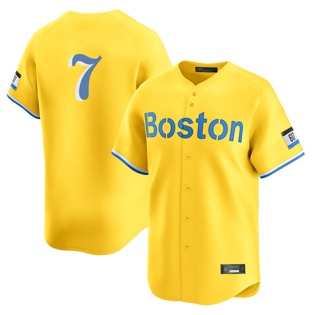 Boston Red Sox #7 Masataka Yoshida Player Yellow CONTON Limited Home Game Stitched Jerseys1