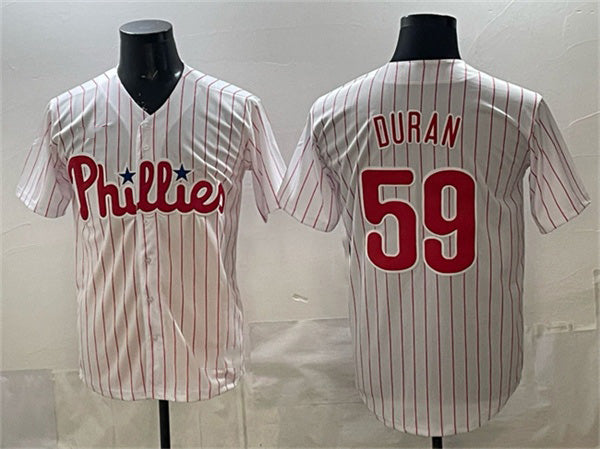 Philadelphia Phillies #59 Jhoan Dur¨¢n White CONTON Cool Base Stitched Jersey