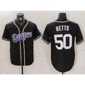 Los Angeles Dodgers #50 Mookie Betts Black White CONTON Cool Base Stitched Jersey