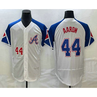 Atlanta Braves #44 Hank Aaron Number White CONTON 2023 City Connect Flex Base Stitched Jersey 3
