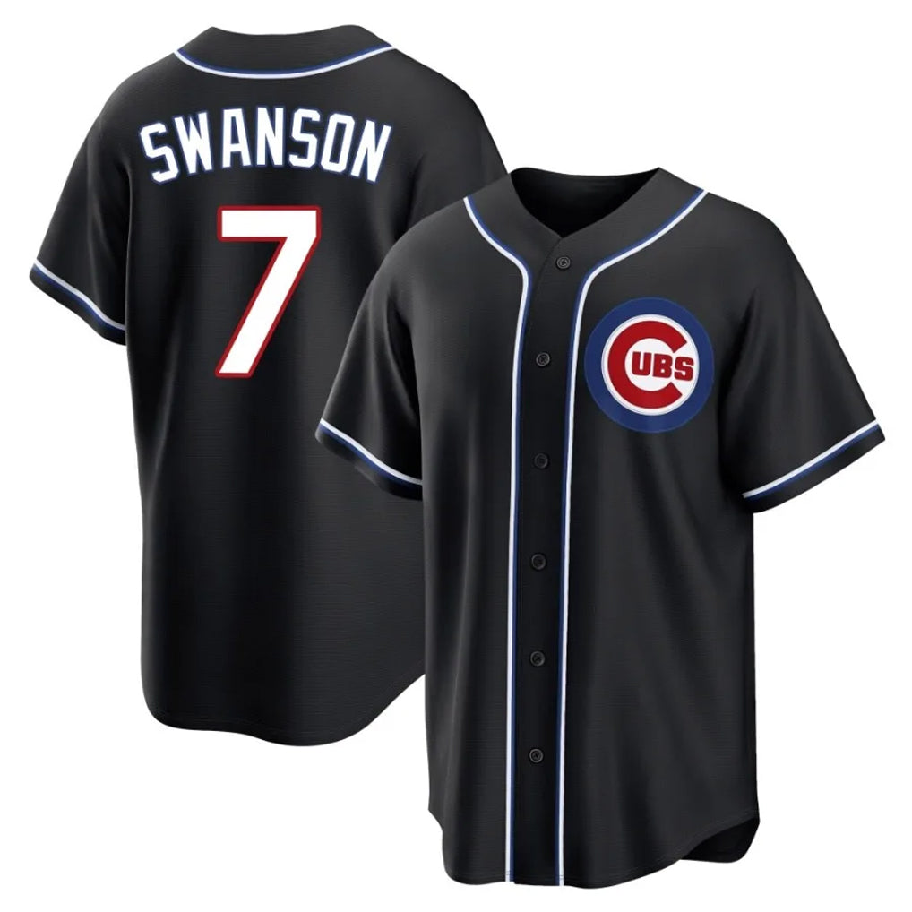 Chicago Cubs #7 Dansby Swanson Player Black CONTON Fashion Out Game Stitched Jerseys