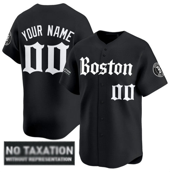 Custom Boston Red Sox ACTIVE PLAYER Black CONTON 'Retro Newspaper Edition' Vapor Premier Limited Stitched Jersey