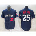 Minnesota Twins #25 Byron Buxton Number 2023 Navy Blue CONTON Cool Base Stitched Jersey 2