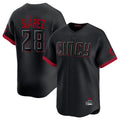 Cincinnati Reds #28 Eugenio Su¨¢rez Player Black CONTON City Connect Home Limited Stitched Jerseys