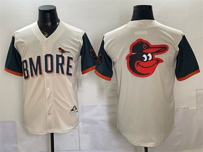 Baltimore Orioles Team Big Logo Natural CONTON 2026 City Connect Stadium Stitched Jersey 2