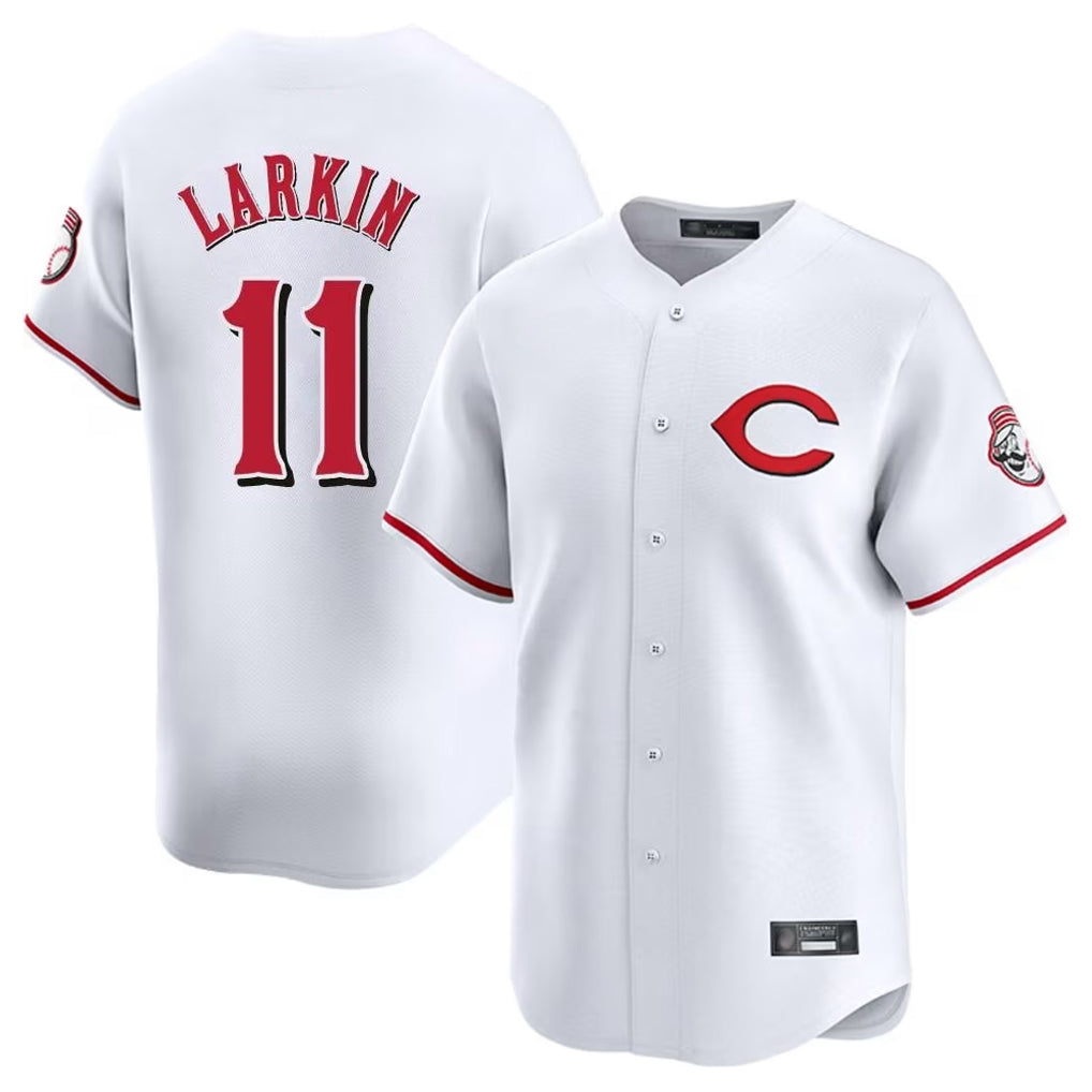 Cincinnati Reds #11 Barry Larkin Player White CONTON Limited Home Stitched Jerseys