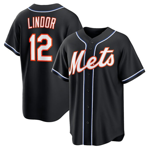 New York Mets #12 Francisco Lindor 2026 Black CONTON Out Stitched Jersey