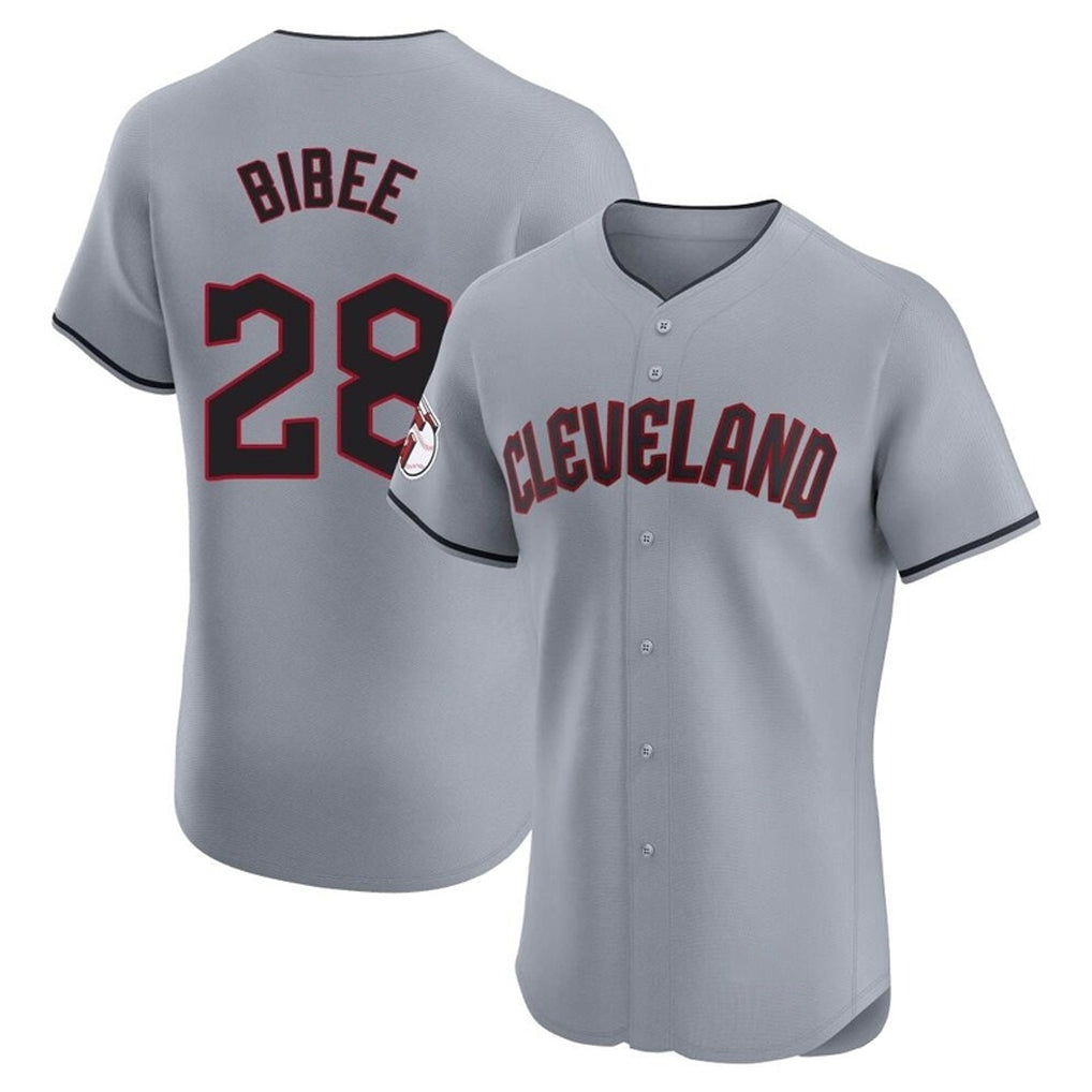 Cleveland Guardians #28 Tanner Bibee Player Gray CONTON Road Limited Elite Home Stitched Jerseys
