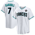 Arizona Diamondbacks #7 Corbin Carroll White CONTON 2023 World Series Cool Base Stitched Jerseys