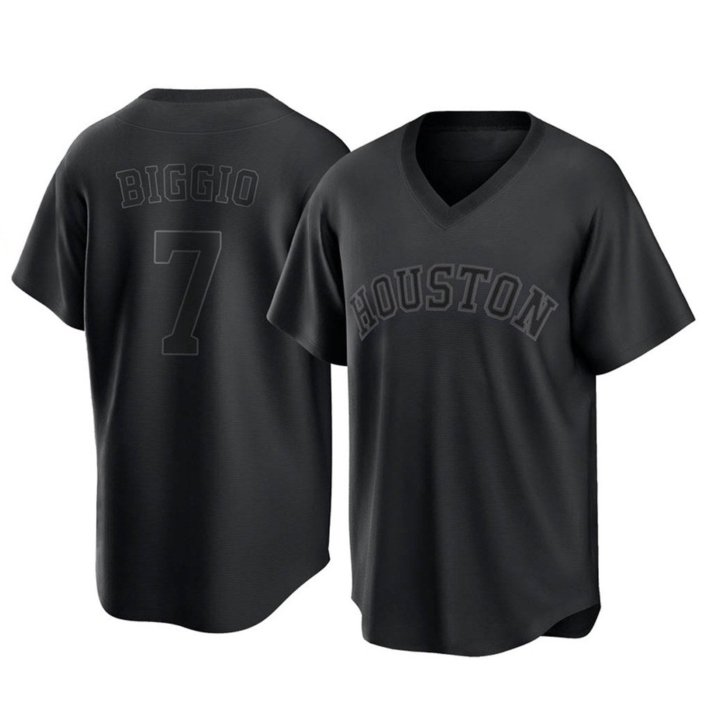 Houston Astros #7 Craig Biggio Player Black CONTON Fashion T-shirt Home Game Stitched Jerseys