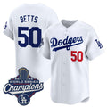 Los Angeles Dodgers #50 Mookie Betts White CONTON 2025 Champions Stitched Jersey