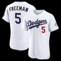 Los Angeles Dodgers #5 Freddie Freeman White CONTON 2026 Gold Collection Authentic Jersey