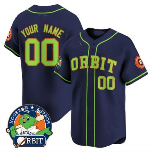 Custom Houston Astros Orbit Patch Vapor Premier Limited Jersey ¨CNavy 2 CONTON