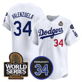 Los Angeles Dodgers #34 Toro Valenzuela White CONTON 2024 World Series With Fernando Memorial Patch Limited Stitched Jersey