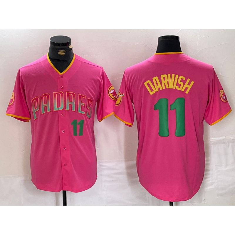 San Diego Padres #11 Yu Darvish Pink CONTON Player Number Fashion Jersey