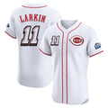 Cincinnati Reds #11 Barry Larkin Player White CONTON Speedway Classic Limited Elite Home Stitched Jerseys