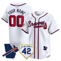 Custom Atlanta Braves 2024 Robinson & Georgia Patch Vapor Premier Limited Jersey ¨C White CONTON