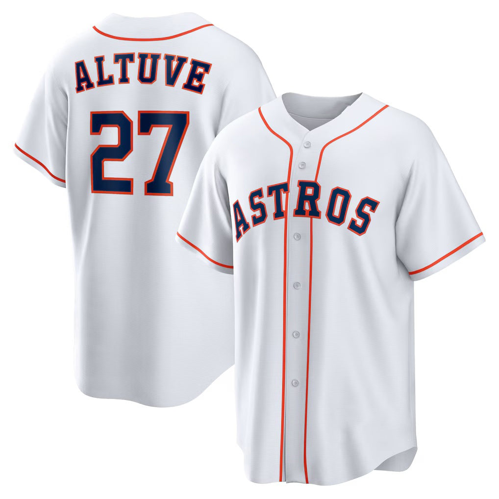Houston Astros #27 Jose Altuve White CONTON Home Replica Player Name Jersey