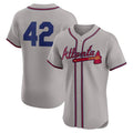 Atlanta Braves #42 Jackie Robinson Gray CONTON Flex Base Stitched Jersey