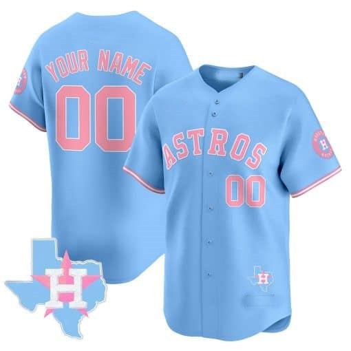 Custom Houston Astros Bubblegum Blue CONTON Vapor Premier Limited Jersey ¨C All Stitched