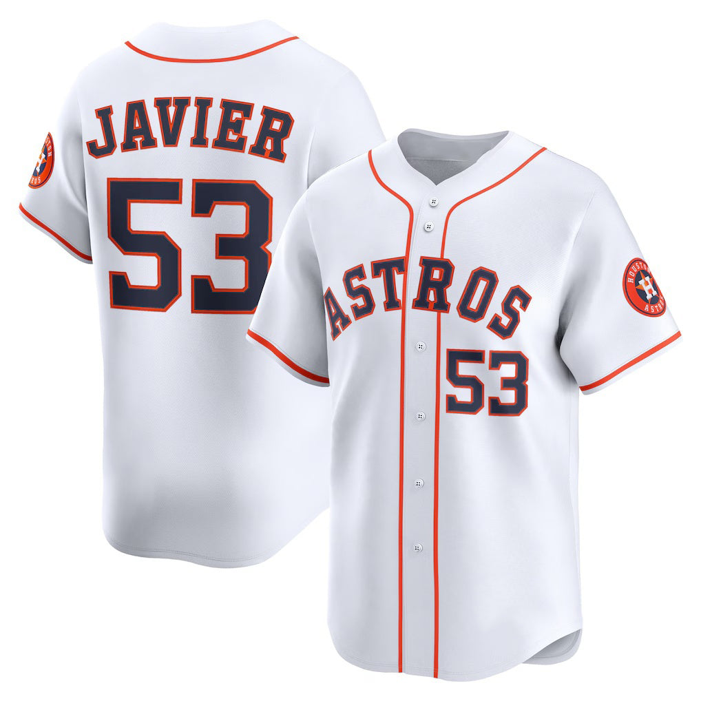 Houston Astros #53 Cristian Javier White CONTON Home Limited Player Jersey