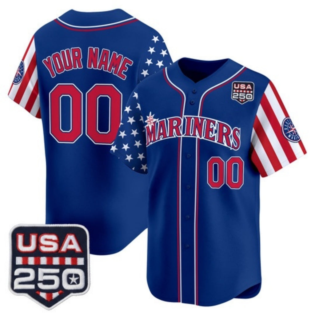 Custom Seattle Mariners America 250 Edition Vapor Premier Limited Royal CONTON Stitched Jerseys