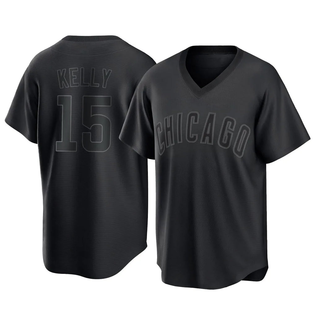Chicago Cubs #15 Carson Kelly Player Black CONTON T-shirt Home Game Stitched Jerseys