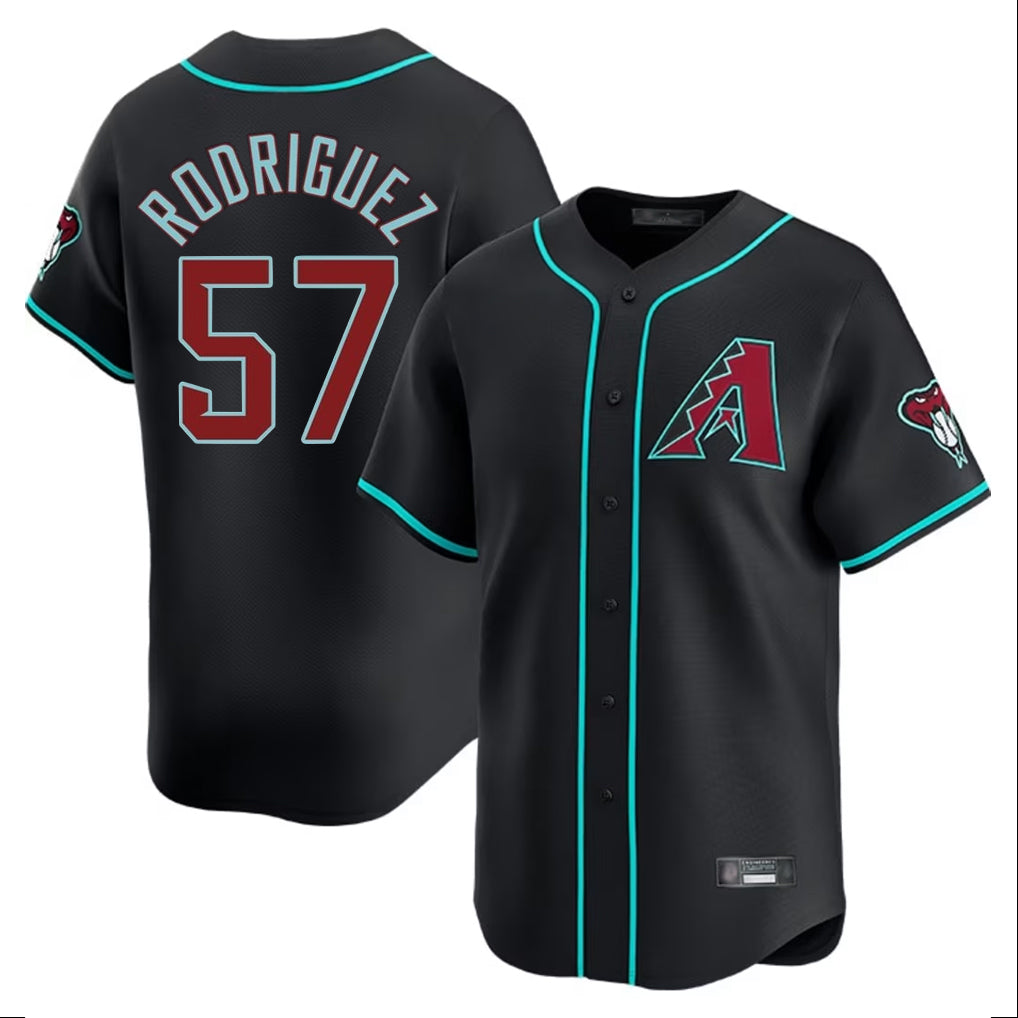 Arizona Diamondbacks #57 Eduardo Rodriguez Player Black CONTON Limited Home Game Stitched Jerseys