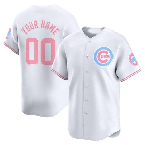 Custom Chicago Cubs Bubblegum Pink Vapor Premier Limited Jersey ¨C White CONTON