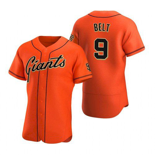 San Francisco Giants #9 Brandon Belt Orange CONTON Alternate Jersey
