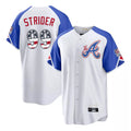 Atlanta Braves #99 Spencer Strider Player White CONTON USA 250 Fourth Of July City Connect Home Game Stitched Jerseys