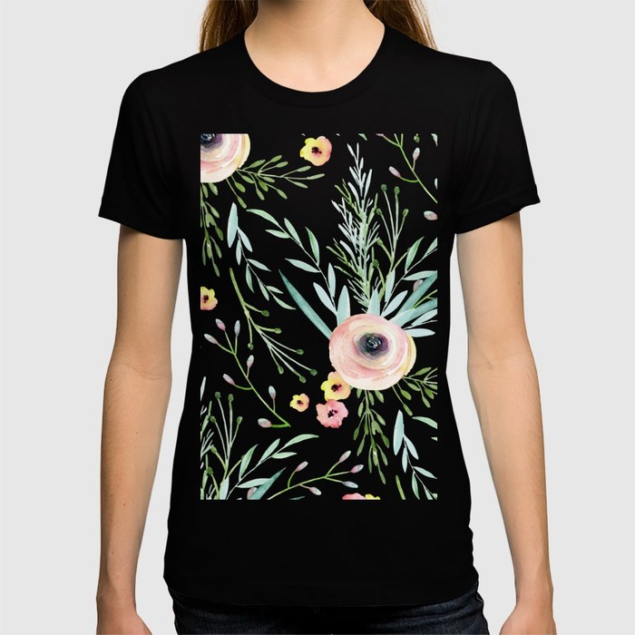 Flowers, Crew Neck, Baggy, Summer, Casual, Tshirts
