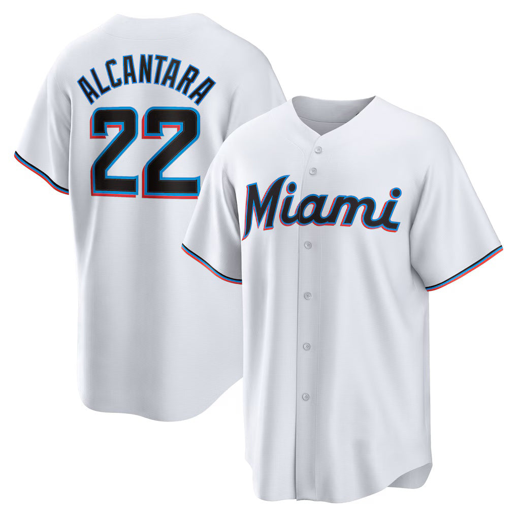 Miami Marlins #22 Sandy Alcantara White CONTON Replica Player Jersey