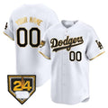 Custom Los Angeles Dodgers 2024 Spring Training Patch Vapor Premier Limited Jersey ¨C White Gold CONTON