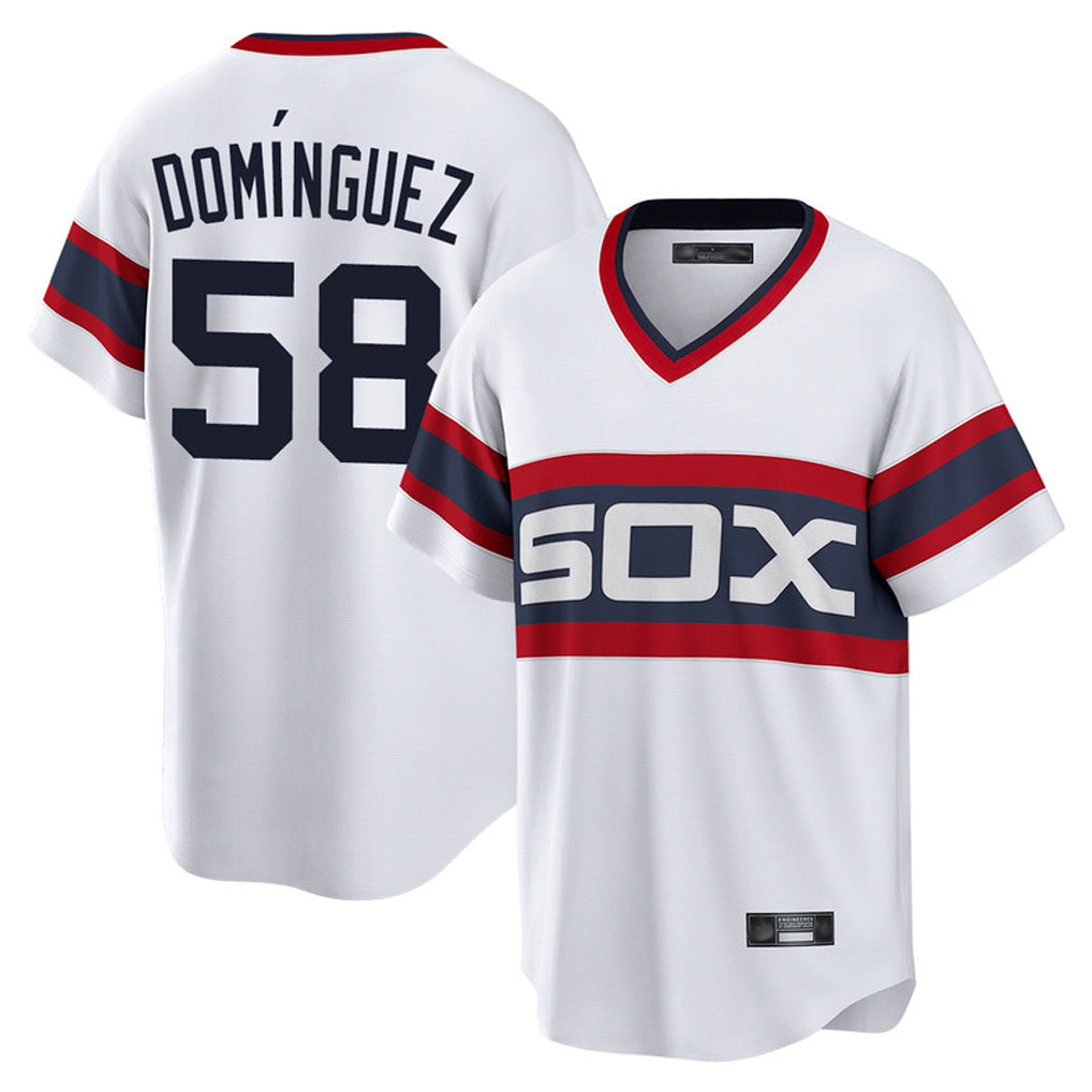 Chicago White Sox #58 Seranthony Dominguez Player White CONTON T-shirt Home Game Stitched Jerseys
