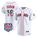 Boston Red Sox #16 Jarren Duran Player White CONTON USA 250 Fourth of July Limited Home Game Stitched Jerseys