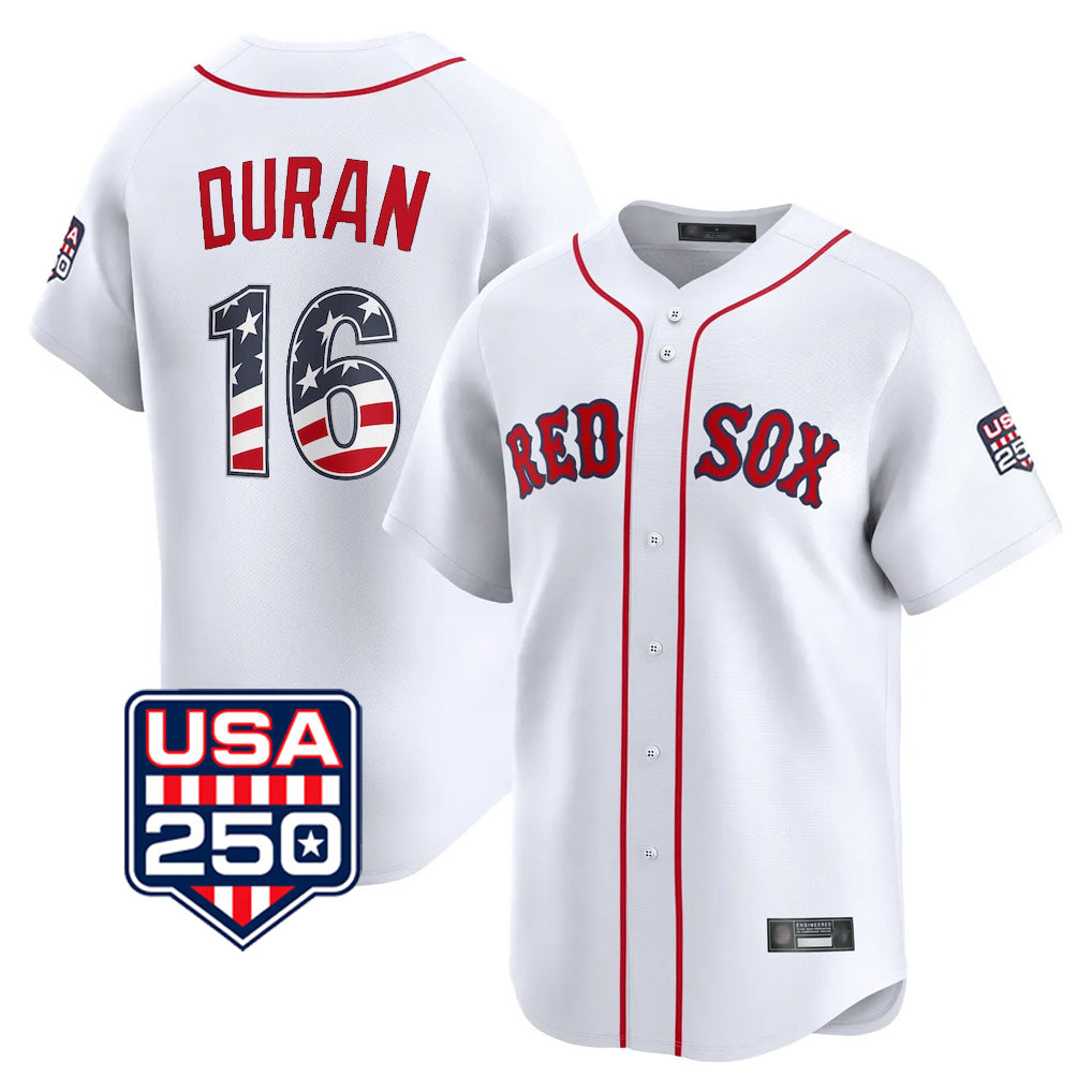 Boston Red Sox #16 Jarren Duran Player White CONTON USA 250 Fourth of July Limited Home Game Stitched Jerseys