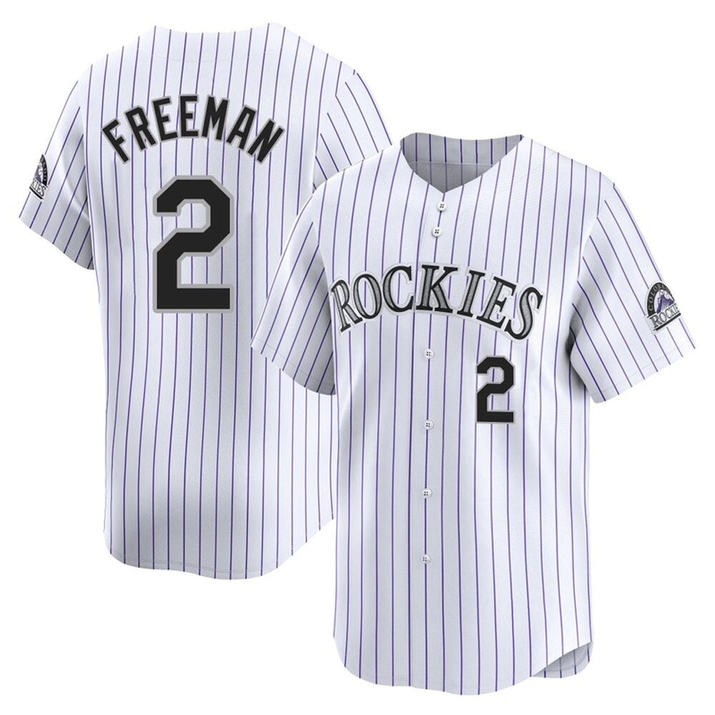 Colorado Rockies #2 Tyler Freeman Player White CONTON Limited Home Stitched Jerseys