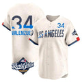 Los Angeles Dodgers #34 Fernando Valenzuela Player Cream CONTON World Series City Connect Limited Home Stitched Jerseys