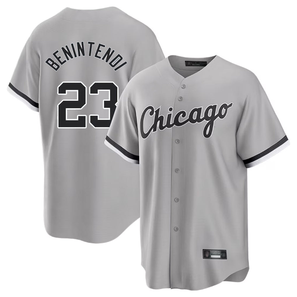 Chicago White Sox #23 Andrew Benintendi Player Gray CONTON Home Game Stitched Jerseys