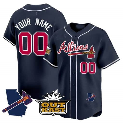 Custom Atlanta Braves Atliens Vapor Premier Limited Jersey V2 ¨C Navy CONTON