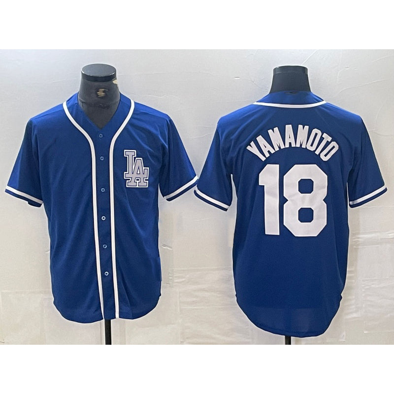 Los Angeles Dodgers #18 Yoshinobu Yamamoto Blue CONTON Cool Base Stitched Jersey